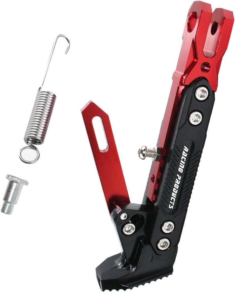 GWH Motorcycle Universal Kickstand Adjustable Modified CNC Aluminum Alloy Adjustable Tripod Holder Kickstand Foot Side Support Stand Motor Scooter Motorbike Motocross Electric Dit Pit Bike （Red) (Red) - Image 1